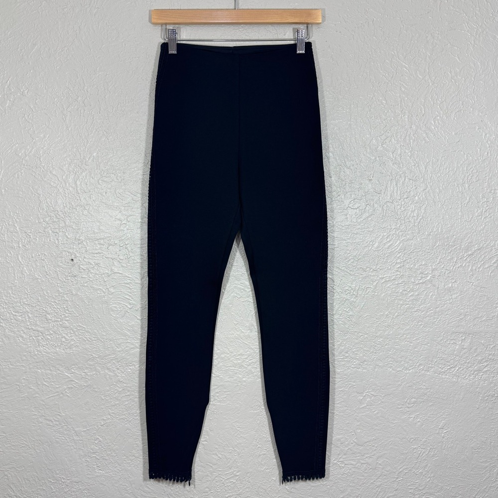 Lysse Ponte Pants Small Lace Trim Shaping Hi Rise‎ Ankle Flat 4 Way Stretch 1510